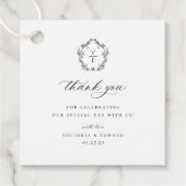  zwart crest monogram bruiloft dank u bedankjes labels (Voorkant)