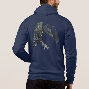 Zwart Crow Master of Time Illustratie Marine Blauw Hoodie