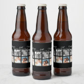 Zwart Custom 8 foto's Wedding Collage Bier Etiket (Flessen)