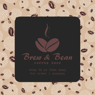 Zwart Custom koffie shop logo vierkante sticker