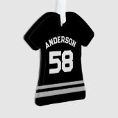 Zwart Custom Naam & Nummer Sport Jersey Ornament (voorkant)