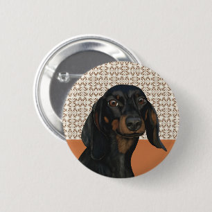 Zwart Dachshund Hondenportret Hondenliefhebbers Ronde Button 5,7 Cm