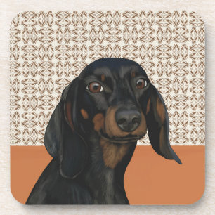Zwart Dachshund hondenportret voor Hondenliefhebbe Bier Onderzetter