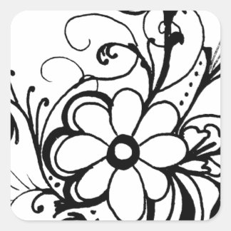 zwart daisy.png vierkante sticker