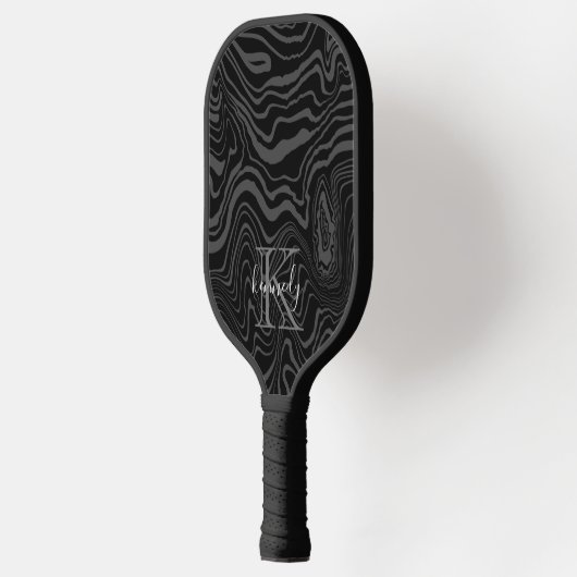 Zwart Damascus Steel Pattern Aangepaste monogram n Pickleball Paddle (Links)