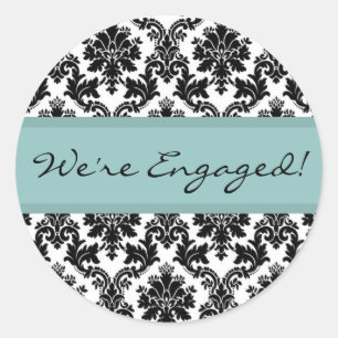 Zwart Damask Blue Envelope Seal Sticker