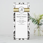 Zwart Damask Gold Wedding Programma (Staand voorkant)