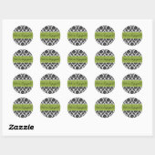 Zwart Damask & Groen Envelop Seal Favor Sticker (Vel)