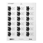 Zwart Damask Initiaal Bruiloft RSVP Adreslabel Etiket (Full Sheet)