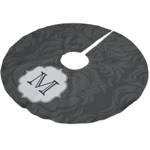 Zwart Damask Lac Monogram Initialen boomrok Kerstboom Rok