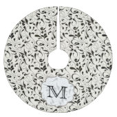 Zwart Damask Lace Monogram Initiaal Tree Rok Kerstboom Rok (Voorkant)