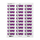 Zwart Damask Paarse Monogram Retouradres Etiket (Full Sheet)