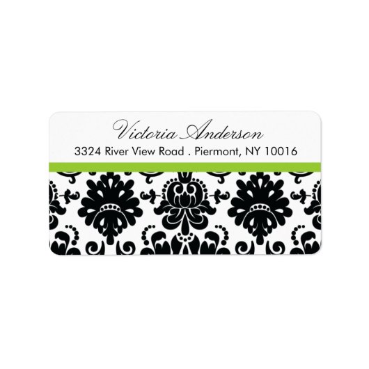 Zwart Damask Retouradres Labels. Etiket (Voorkant)