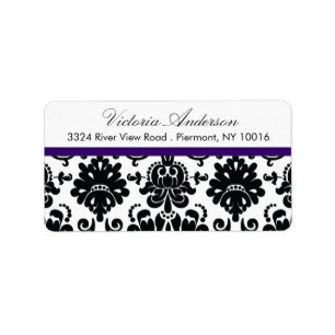 Zwart Damask Retouradres Labels. Etiket