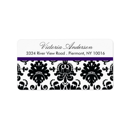 Zwart Damask Retouradres Labels. Etiket (Voorkant)