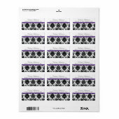 Zwart Damask Retouradres Labels. Etiket (Full Sheet)