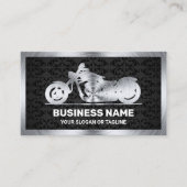 Zwart Damask Steel Motorbike Motorfiets Mechanic Visitekaartje (Voorkant)