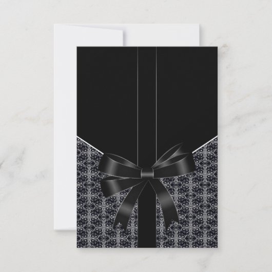 Zwart Damask Wit Kant Elegante bruiloft RSVP (Voorkant)