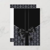 Zwart Damask Wit Kant Elegante bruiloft RSVP (Voorkant / Achterkant)