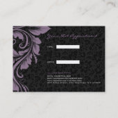 Zwart Damasks & Paarse Ornament Visitekaartje (Achterkant)