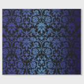 Zwart Damasontwerp | Donkerblauw Cadeaupapier (Vlak)