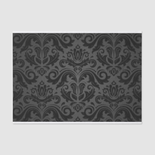 Zwart Damaspatroon Afdrukontwerp Tissuepapier (Voorkant)