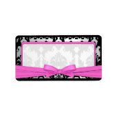 Zwart Damasroze & Zilveradres Etiket (Voorkant)