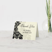 zwart damast bruiloft dank u bedankkaart (Voorkant)