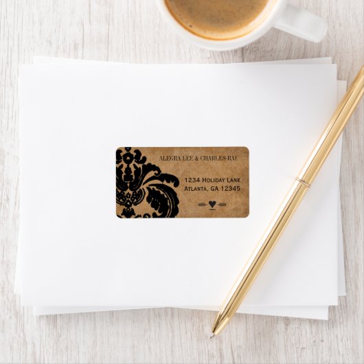  zwart damast bruiloft etiket (Insitu)