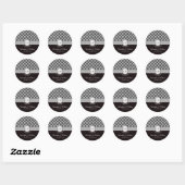 Zwart Damast Monogram Bruiloft sticker (Vel)