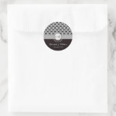 Zwart Damast Monogram Bruiloft sticker (Tas)