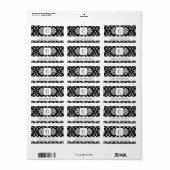 Zwart Damast Monogram O Bruiloft Adresetiketten Etiket (Full Sheet)