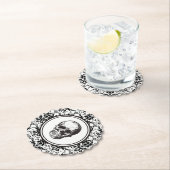  zwart damast patroon schedel HALLOWEEN Kartonnen Onderzetters (Insitu)