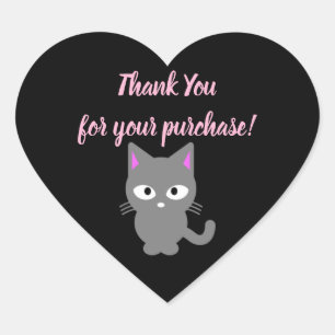 zwart Dank je sticker met grijze kat
