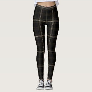 Zwart, DARK Brown, White, Black Twill Tartan Leggings