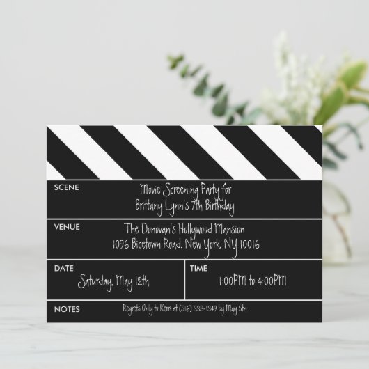 Zwart dat is een 'Wrap Movie Clapper Birthday Part Kaart (Staand voorkant)