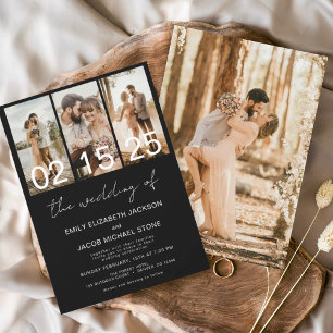 Zwart De bruiloft van foto Simple Minimalist Kaart