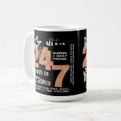 Zwart De hele dag 24/7 Slogan Graphic Koffiemok (Voorkant links)