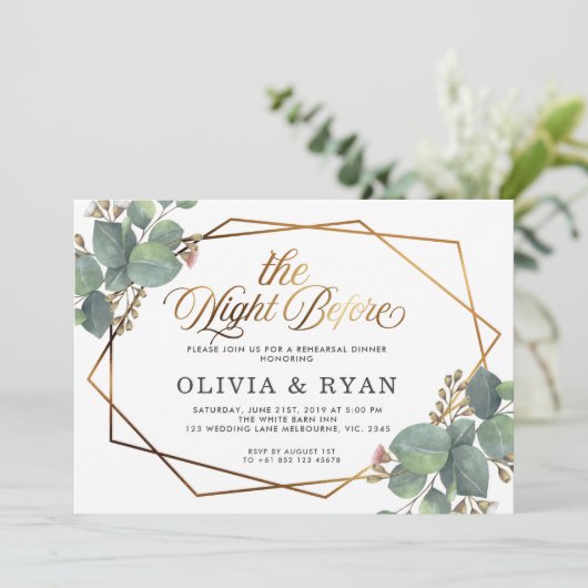 Zwart de nacht voor geo eucalyptus uitnodiging (Staand voorkant)