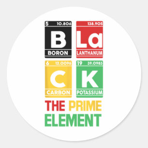 Zwart de periodieke tabel van het eerste element B Ronde Sticker