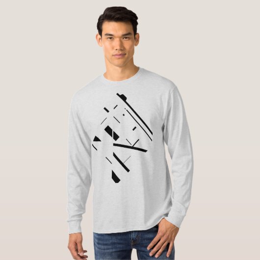 Zwart design en diagonaal abstract ontwerp t-shirt (Voorkant volledig)