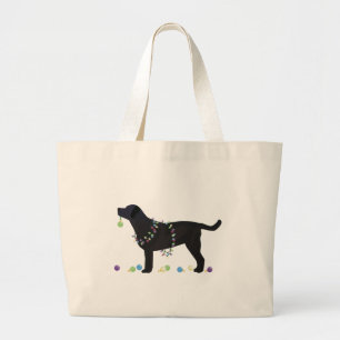 Zwart design voor prettige kerst grote tote bag