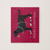 Zwart design voor prettige kerst legpuzzel (Verticaal)