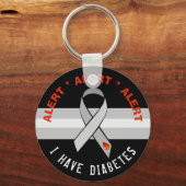 Zwart diabetes waarschuwt Sleutelhanger (Voorkant)