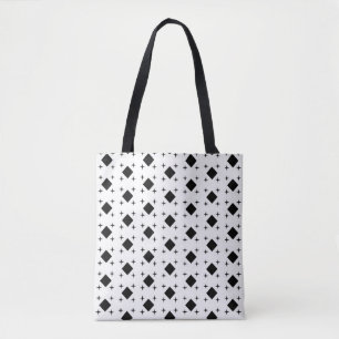 Zwart diamant geometrisch patroon & sterren op wit draagtas