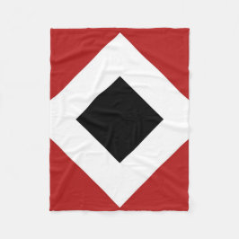 Zwart diamant, witte rand, rood fleece deken