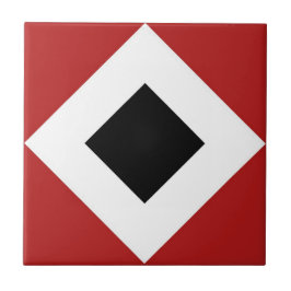 Zwart diamant, witte rand, rood tegeltje
