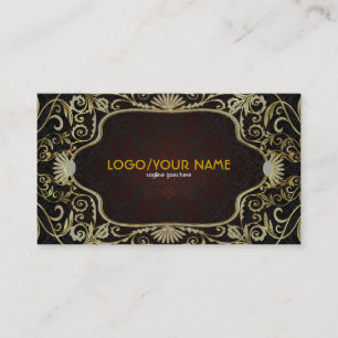 Zwart Diamonds & Goud Patroon  Bloemen Lijst Visitekaartje