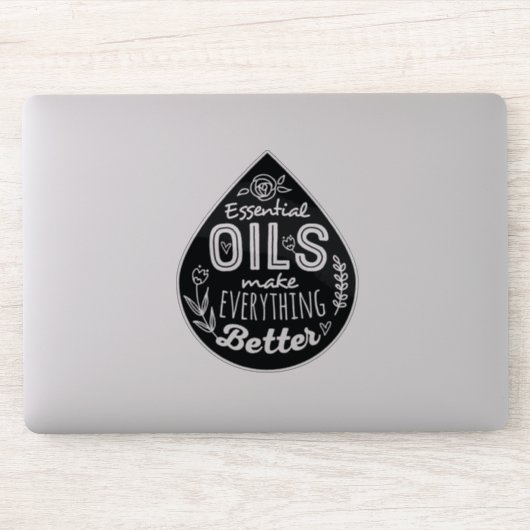 Zwart Die Cut Essential Oil Drop Sticker (Computer)