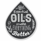 Zwart Die Cut Essential Oil Drop Sticker (Voorkant)